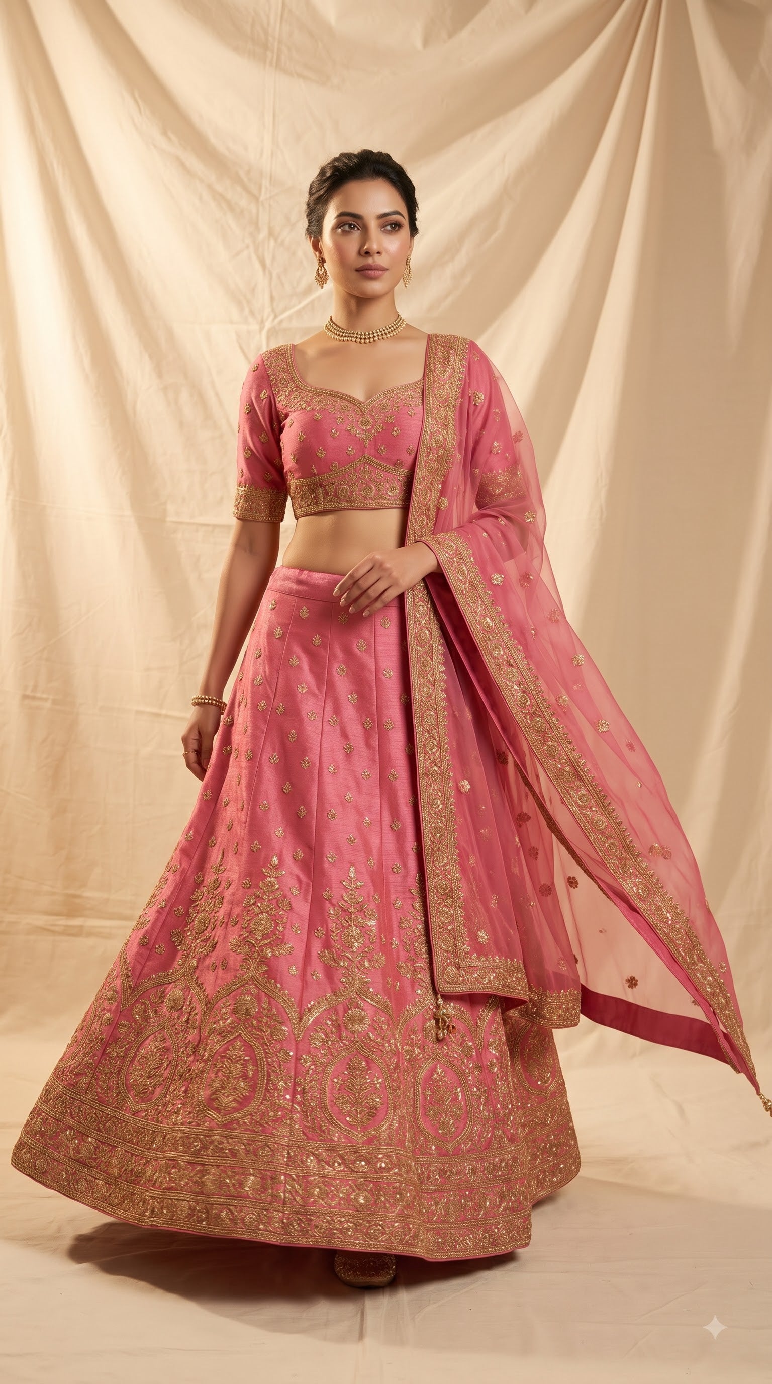 Gulab Rose Pink Embroidered Lehenga Choli Set