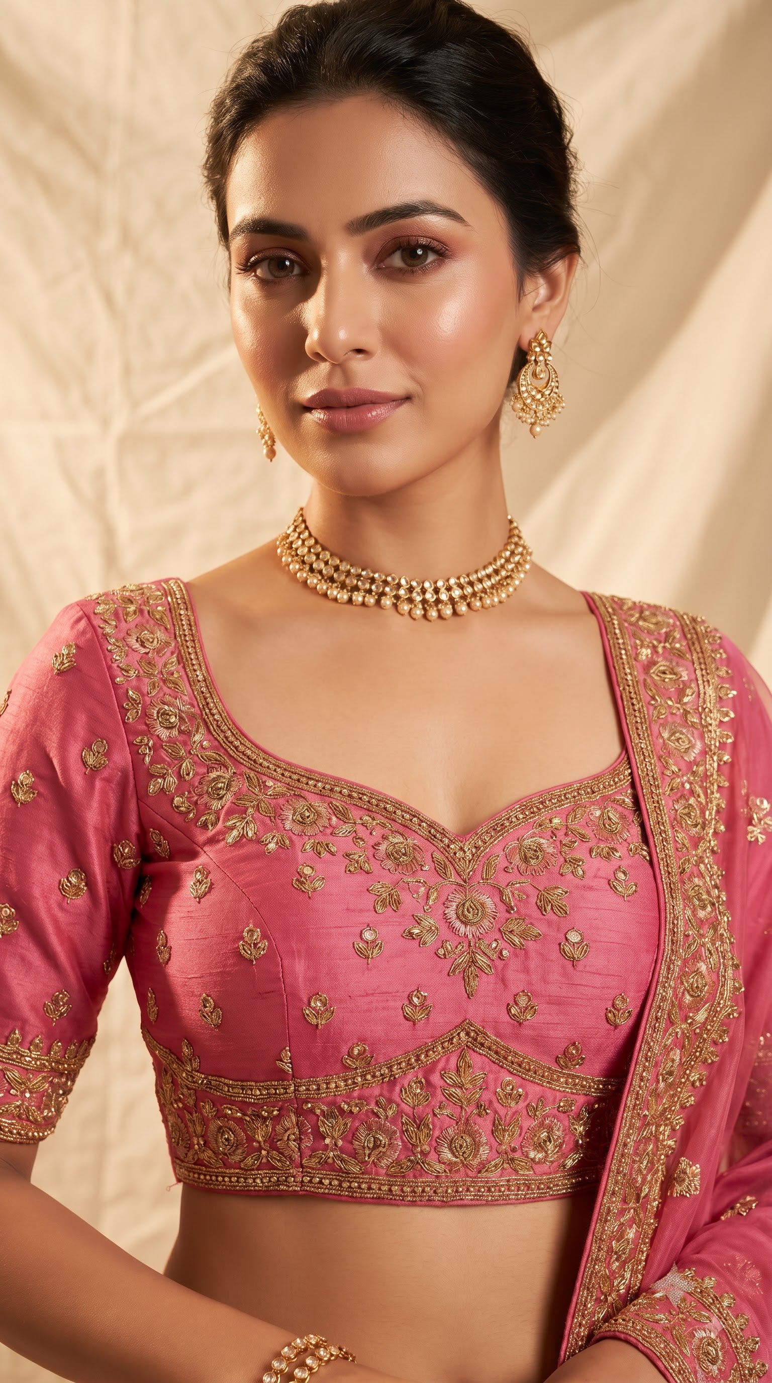 Gulab Rose Pink Embroidered Lehenga Choli Set