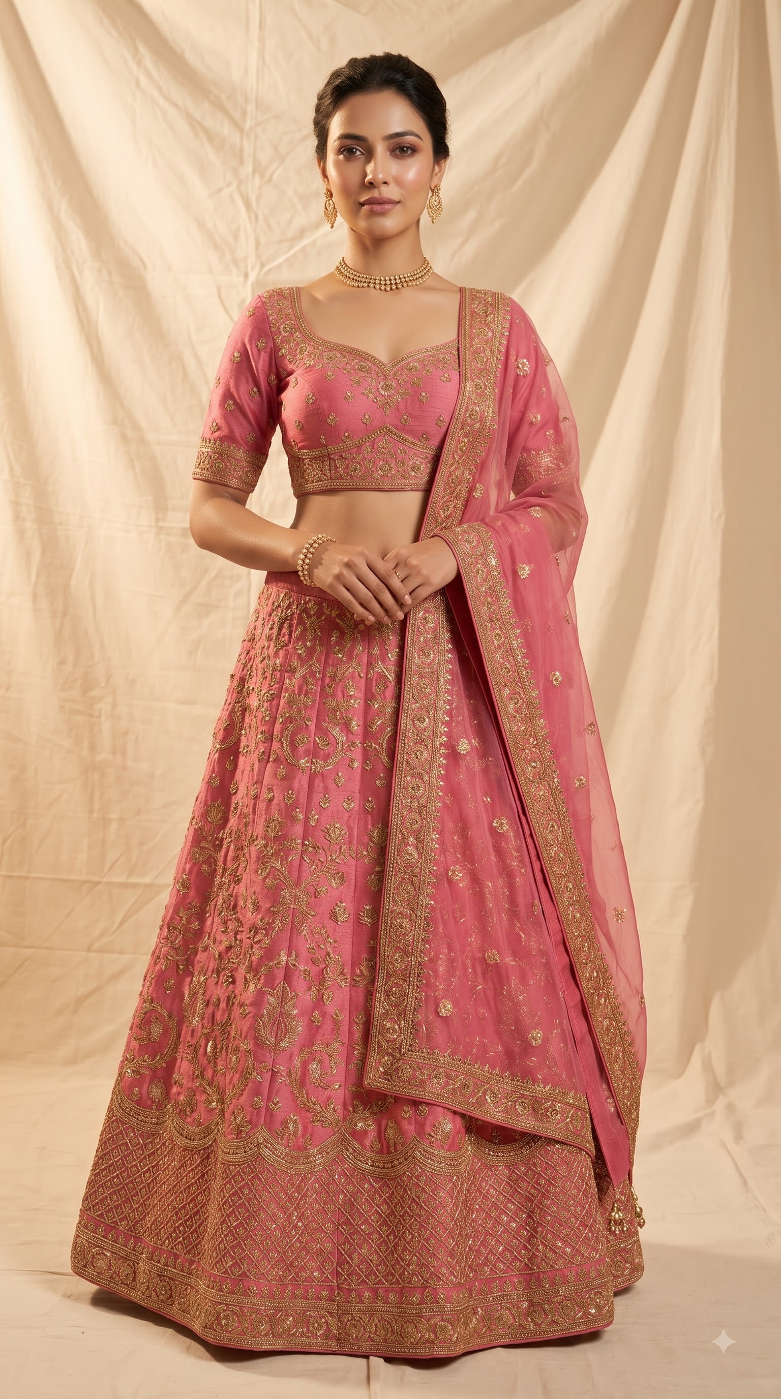 Gulab Rose Pink Embroidered Lehenga Choli Set