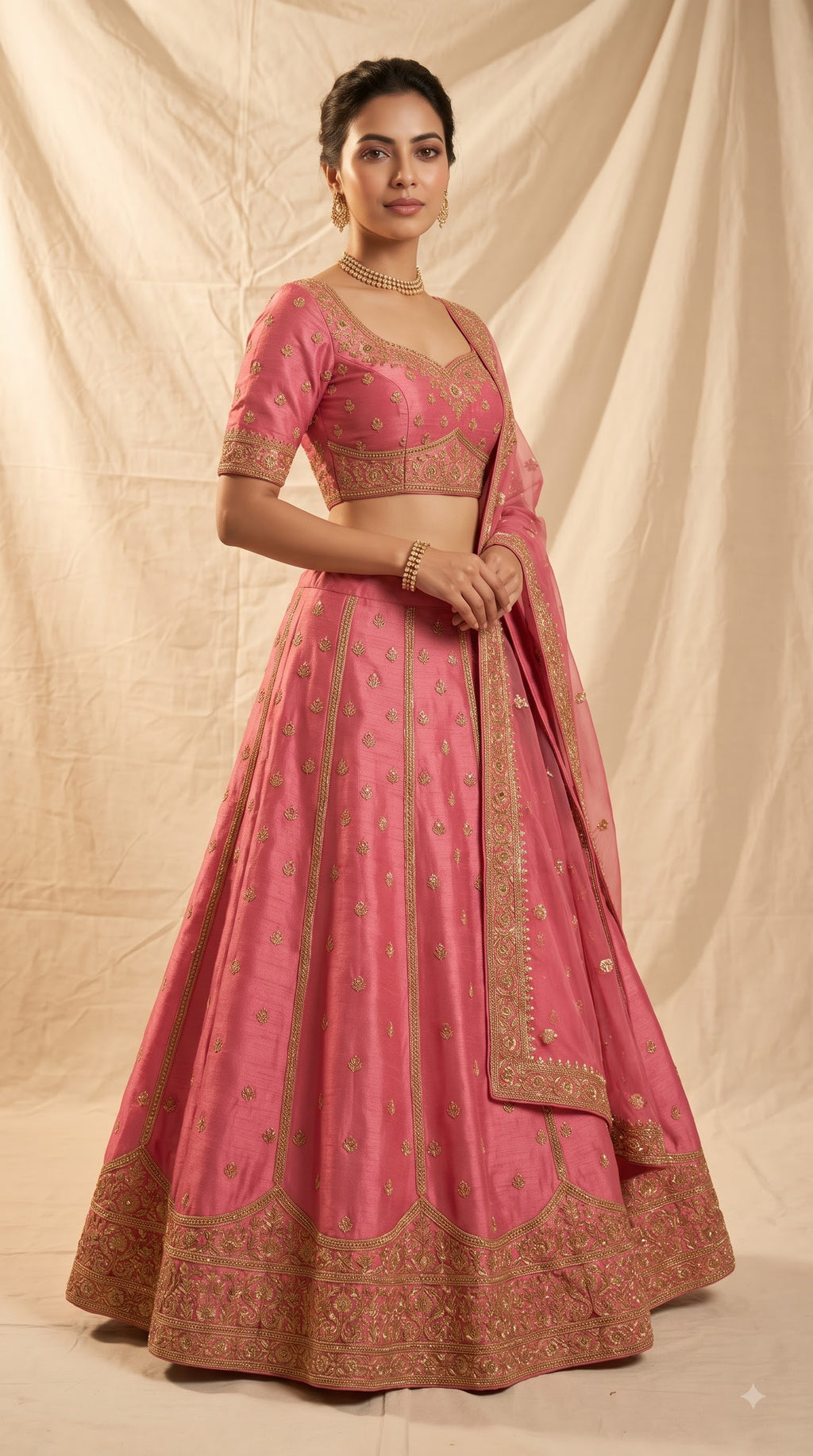 Gulab Rose Pink Embroidered Lehenga Choli Set