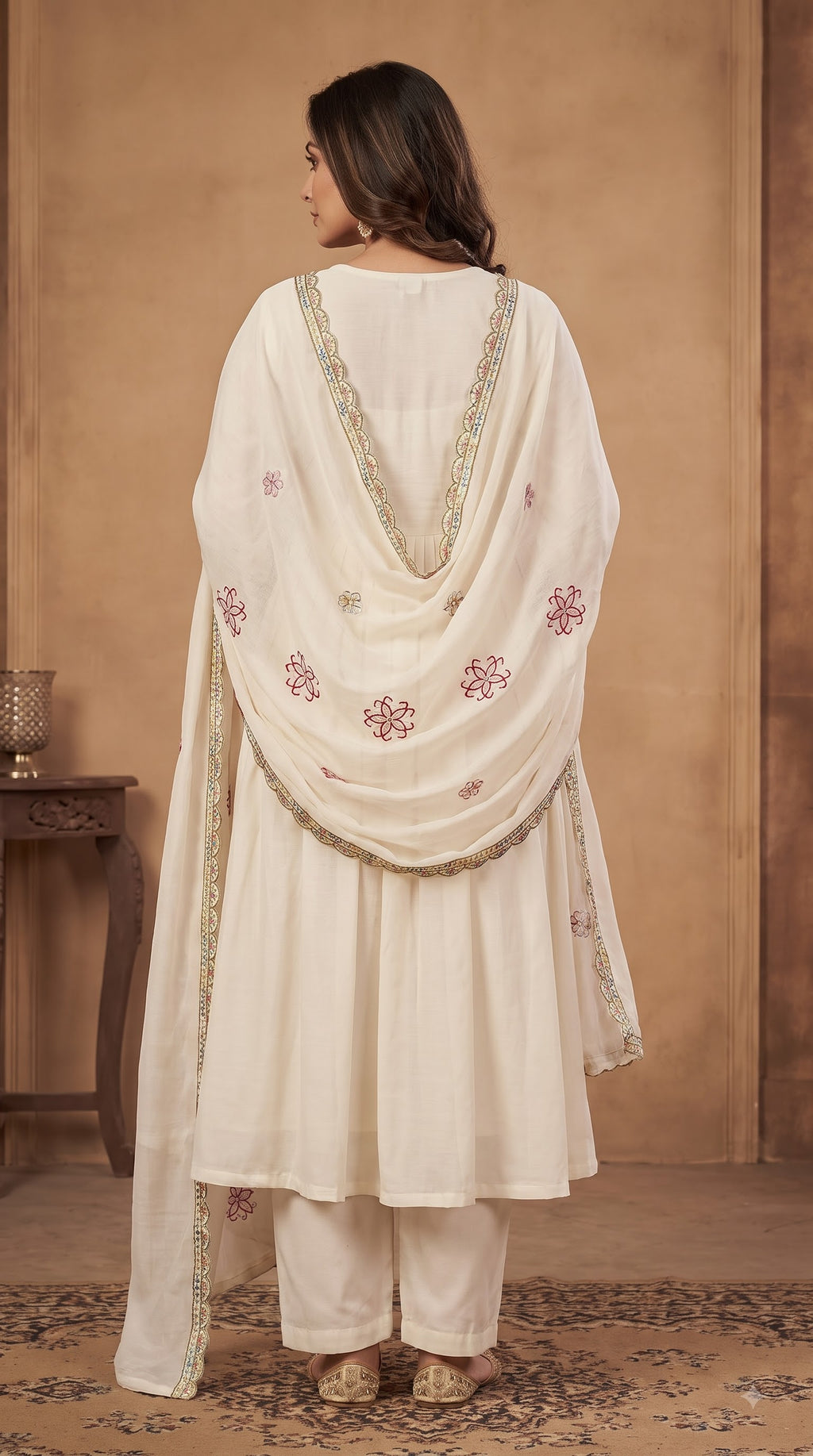 Malti Ivory Embroidered Anarkali Kurta Set