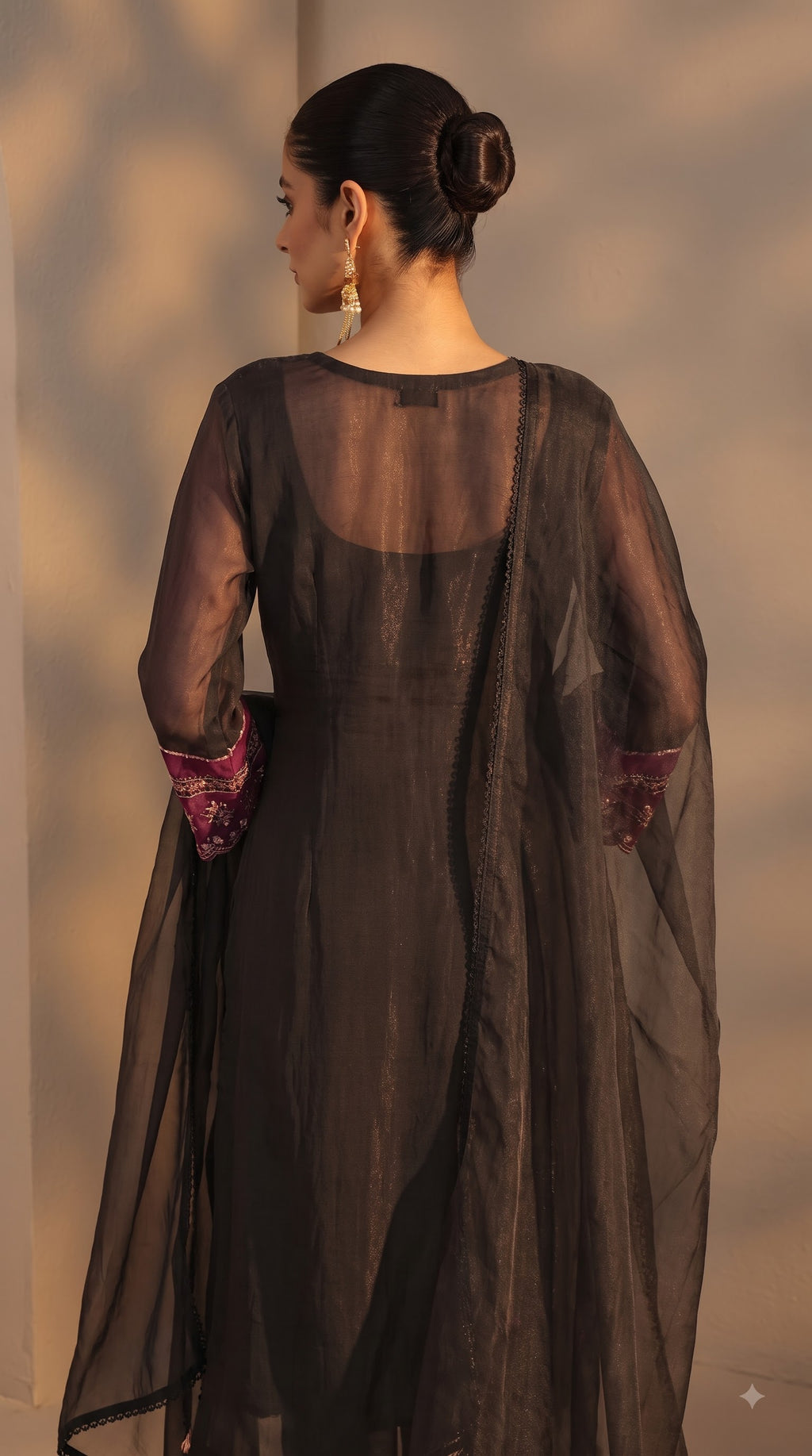 Black Embroidered Ethnic Kurta Set