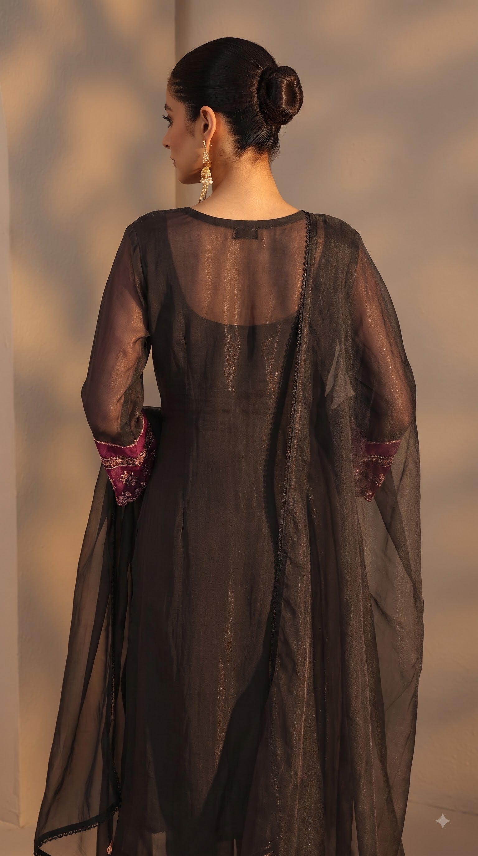 Black Embroidered Ethnic Kurta Set